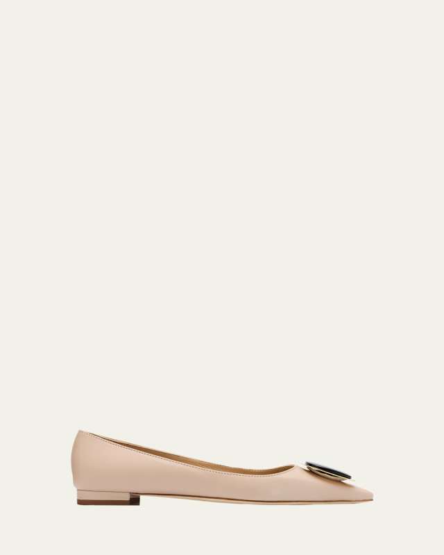 Chiaran Leather Buckle Ballerina Flats